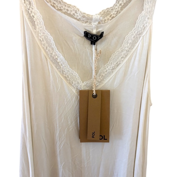 NWT POL White Lace Trim Slip Dress Tank Style Small - Picture 3 of 8